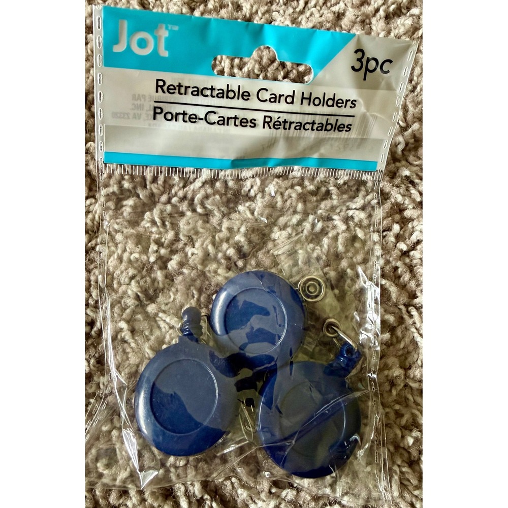 Jot Retractable Card Holders Navy Blue New 3pc Set Badge Reels Clip